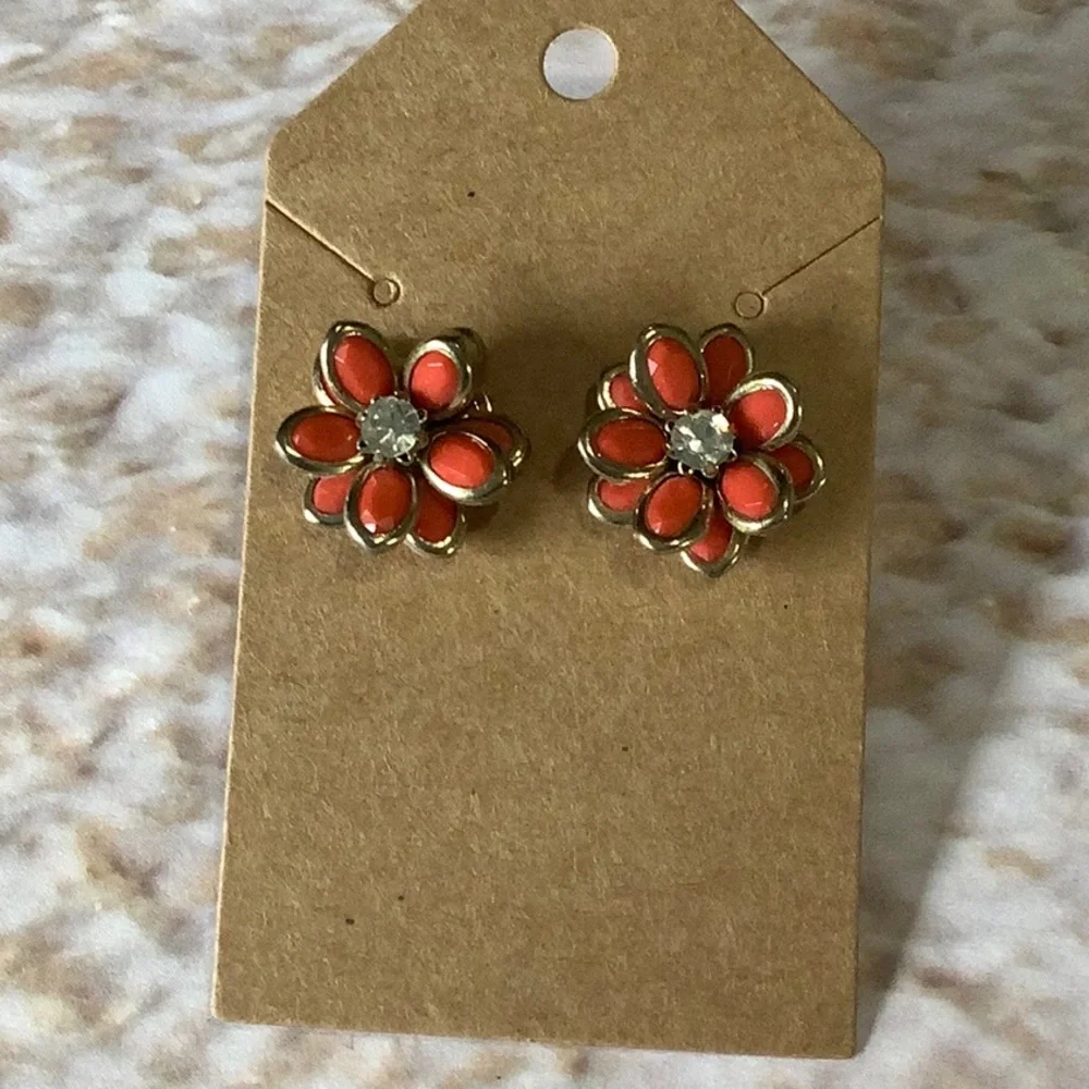 Orange Flower Earrings
